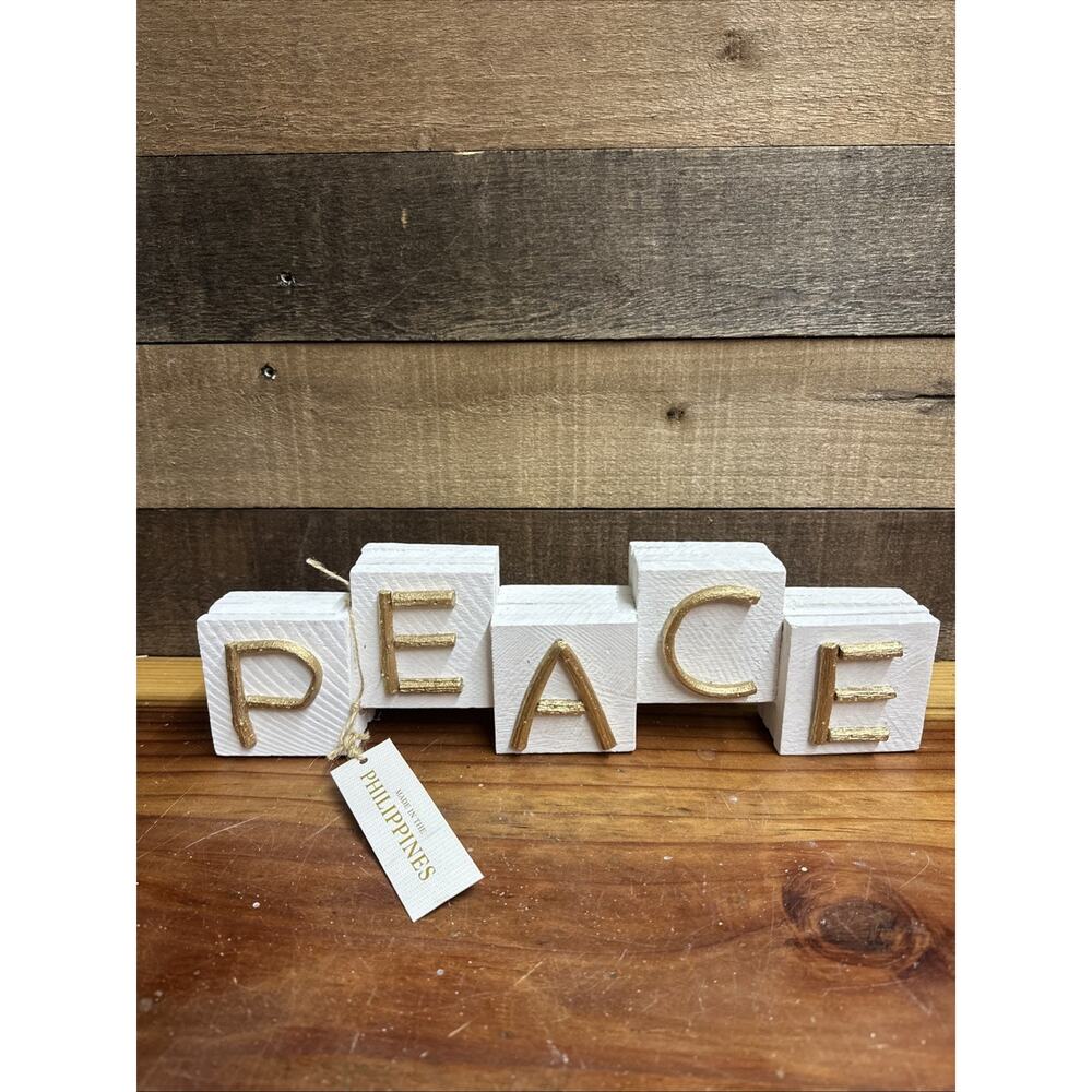 Wooden Peace Sign Block Sign 14.5” Long
